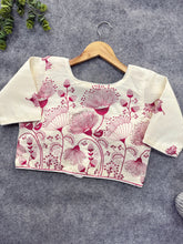 Purple Handloom Khadi Cotton Saree With Embrodery Work Stitched Blouse